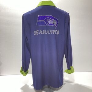 Bedazzled Seahawks Button Down Women’s Blouse